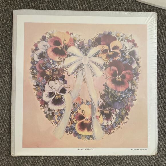 GLYNDA TURLEY Pansy Wreath Wild Roses Signed Licensed Reprint OUT OF PRINT Heart - Picture 7 of 11